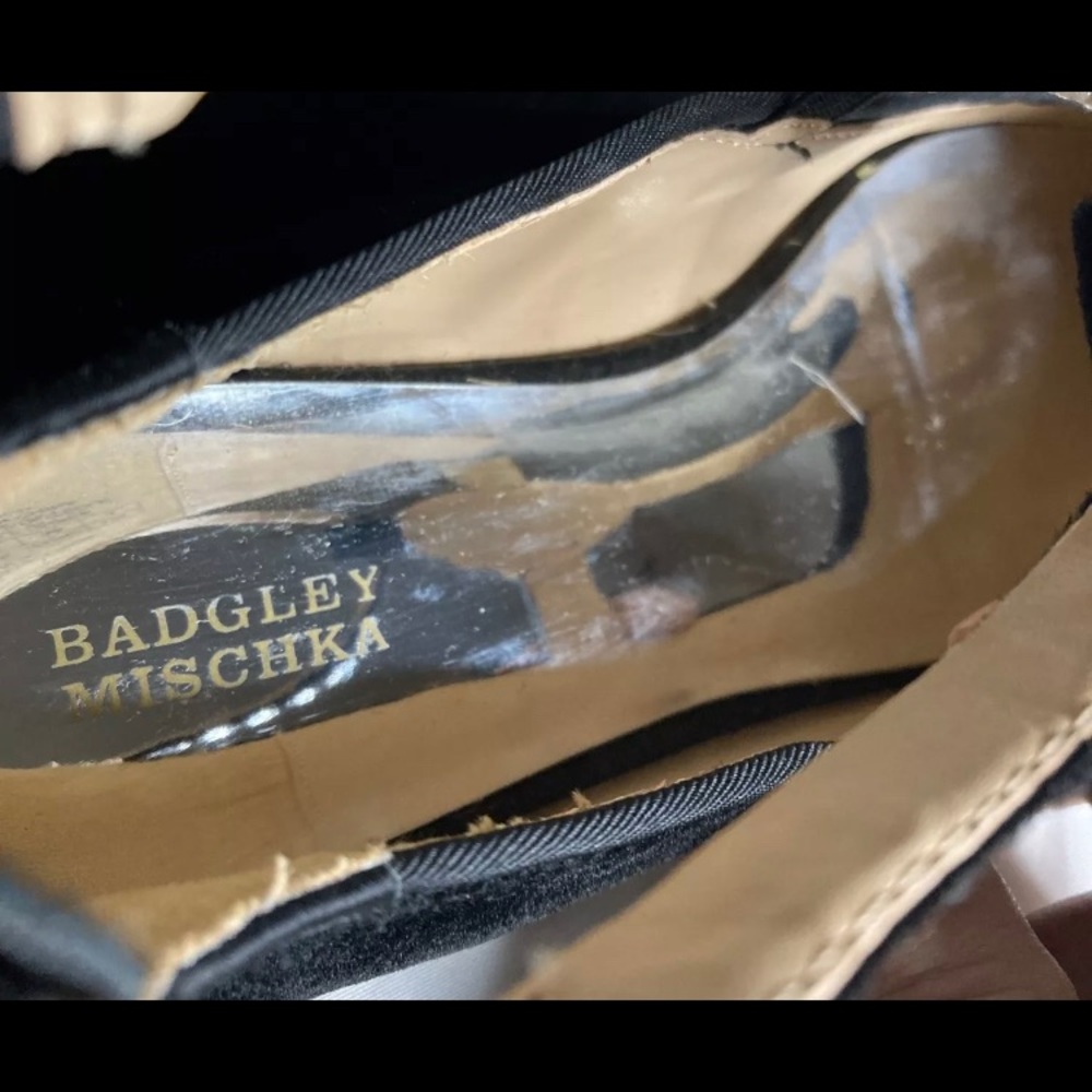 Badgley Mischka TEERA T GEM Black Velvet Jeweled Flats Ankle Straps Women’s 5 - Picture 11 of 12